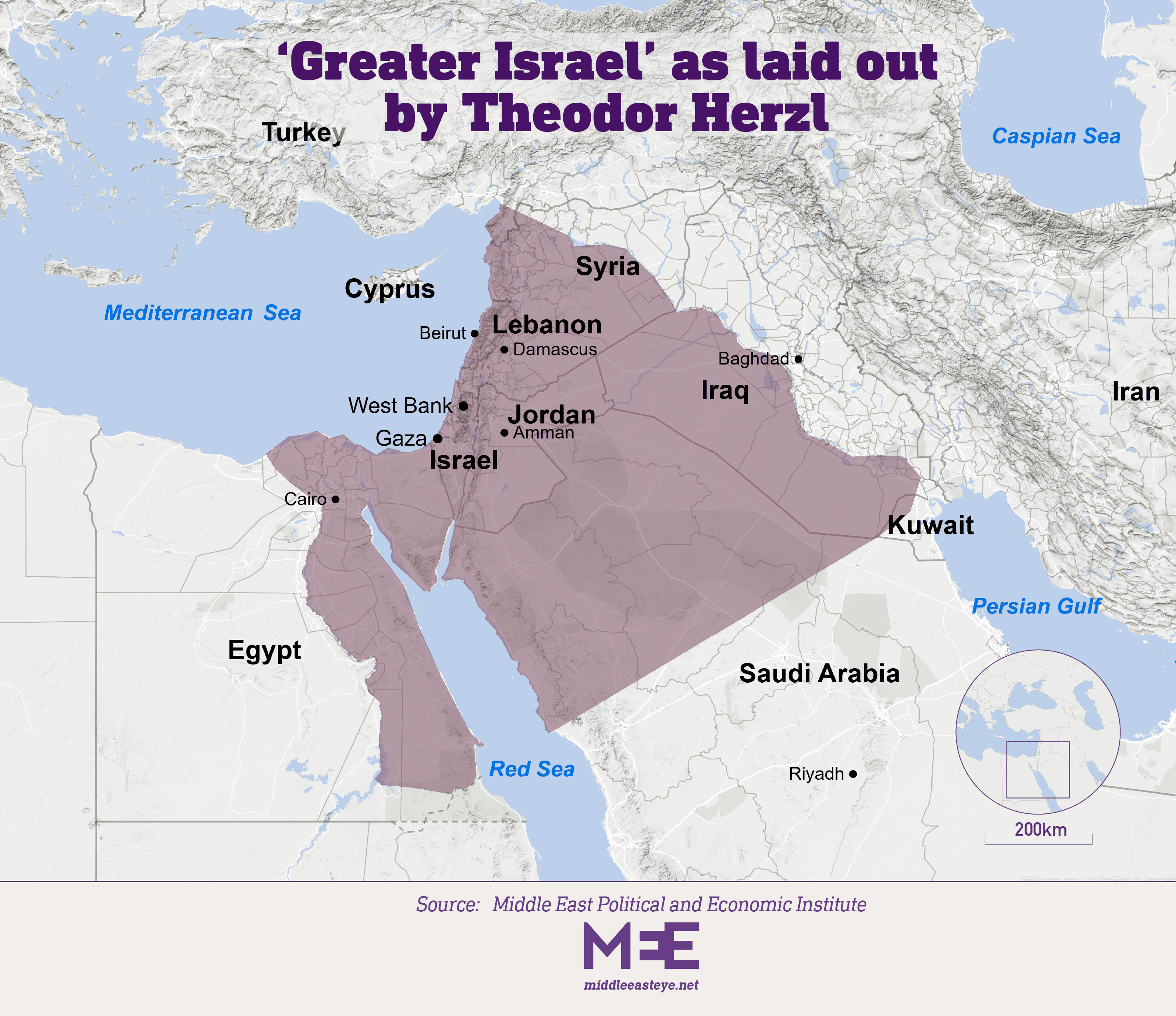 Map of Greater Israel Laid out by Theodor Herzl Middle East Eye 0