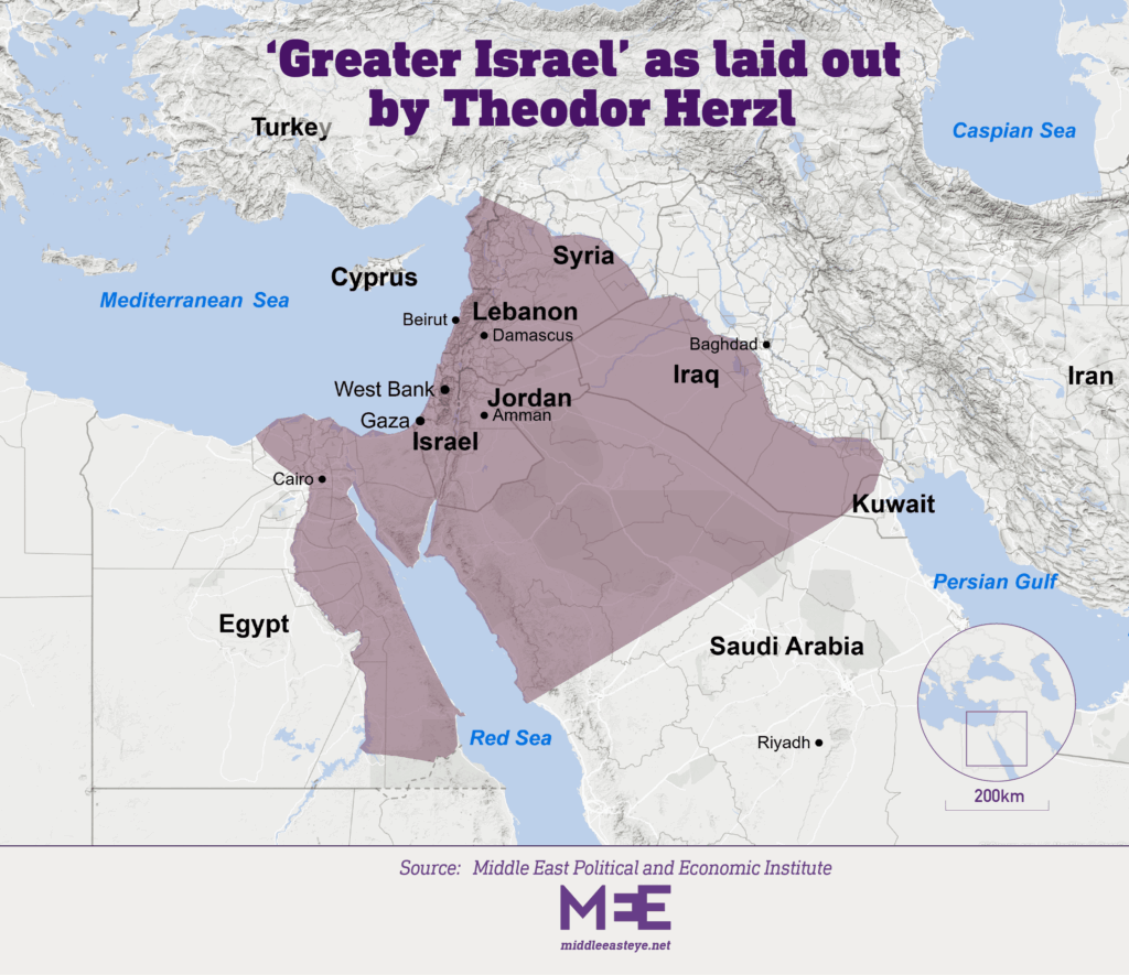 Map of Greater Israel Laid out by Theodor Herzl Middle East Eye 0